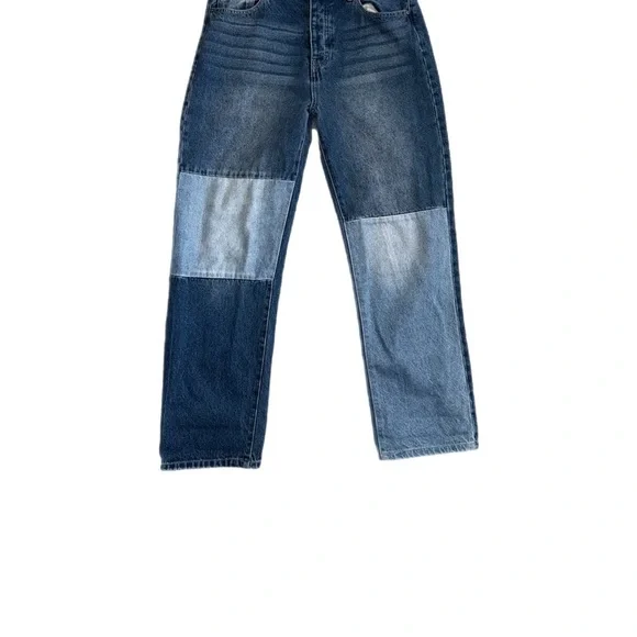 KanCan Rebekah Ultra High Rise 90s Straight Leg Patchwork Jeans, Size 11/29 Boho - Picture 3 of 6